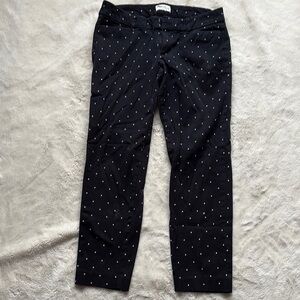 Old Navy Pixie Pants Black Polka Dot Ankle Pants | 95% Cotton Stretch Trousers